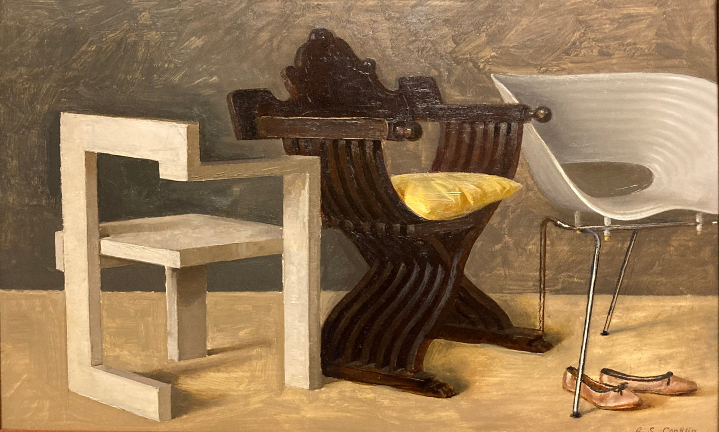 Andrew S. Conklin - Three Chairs with Ballet Slippers