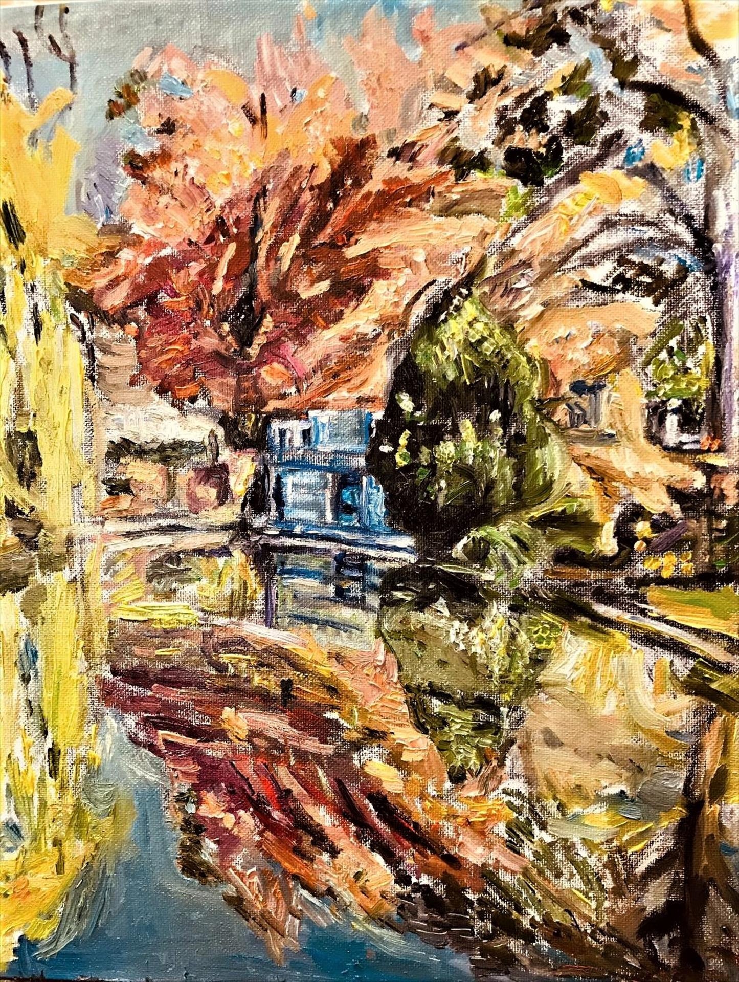 Yelena Patskevich – Orange Maple on Graceland Cemetery Pond